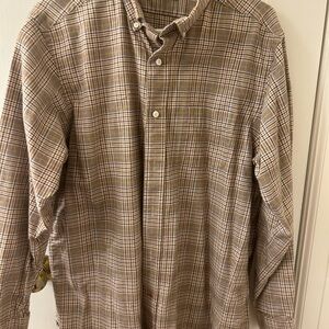 Daniel Cremieux Men's Plaid Button-Down Shirt - Tan and White